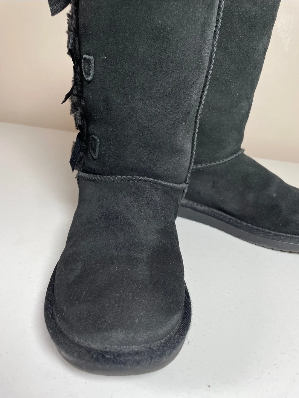 Koolaburra By Ugg Victoria Suede Bow Tall Boots Black Youth Size US 2